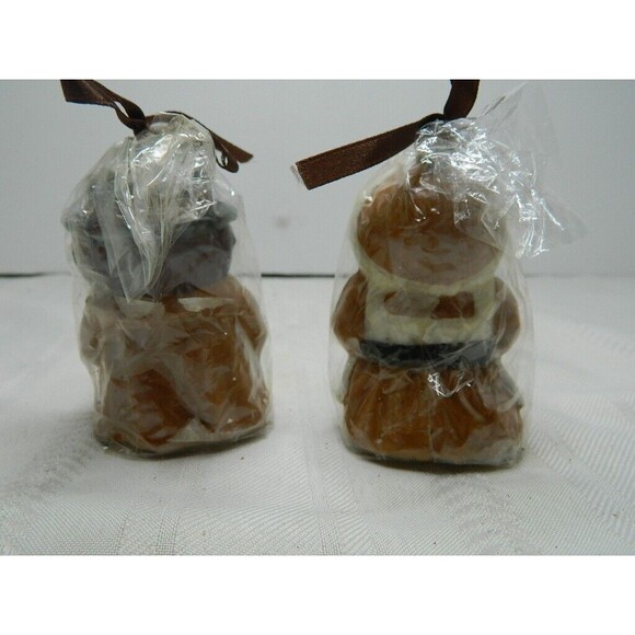 3 1/2" Pilgrim Candles Set of 2 Boy & Girl Pilgrim NIP Thanksgiving Unlit Candle - Picture 3 of 5